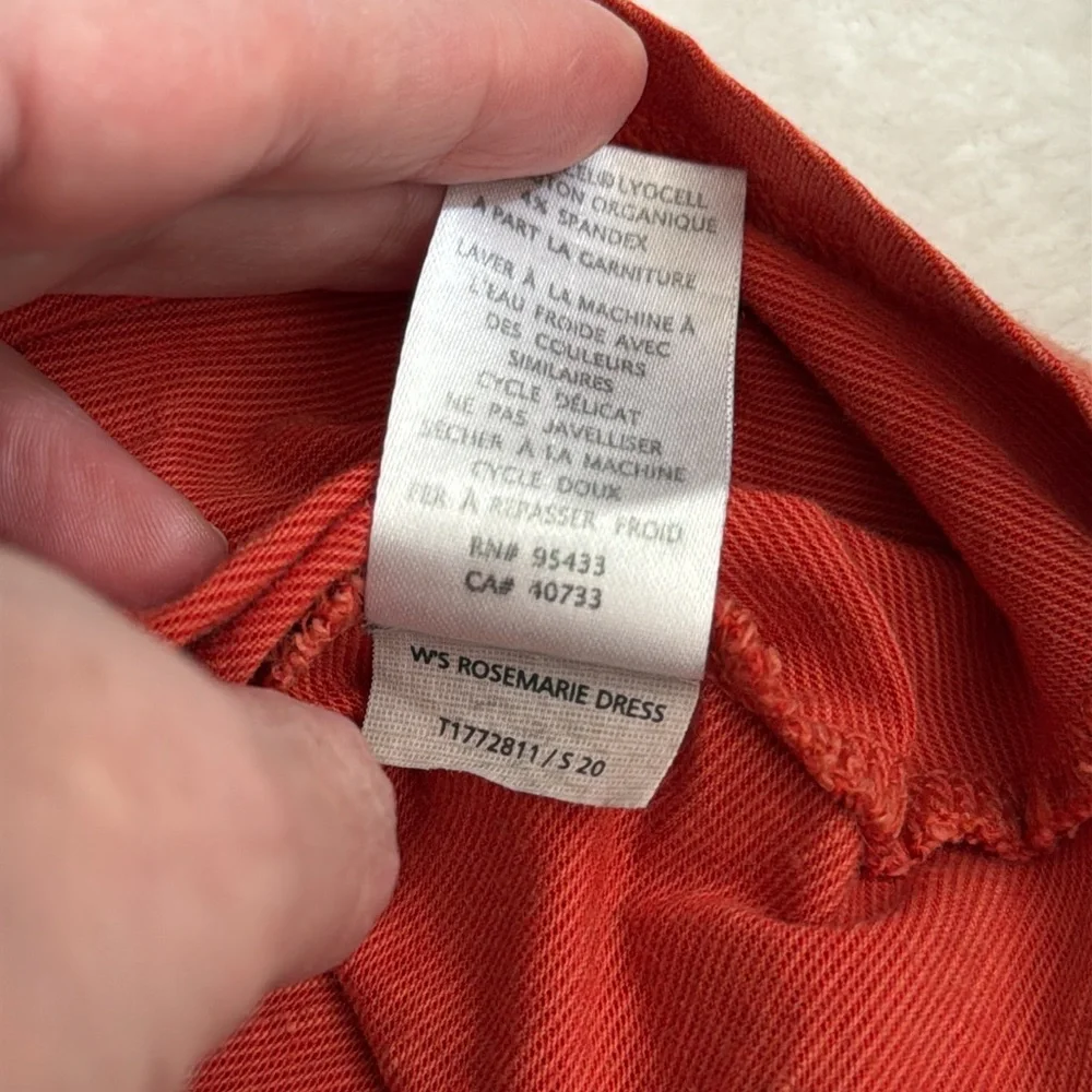 Toad & Co | Rosemarie V-Neck A-Line Cap Sleeve Dress Pocket Orange Stripe (S) - Picture 9 of 15